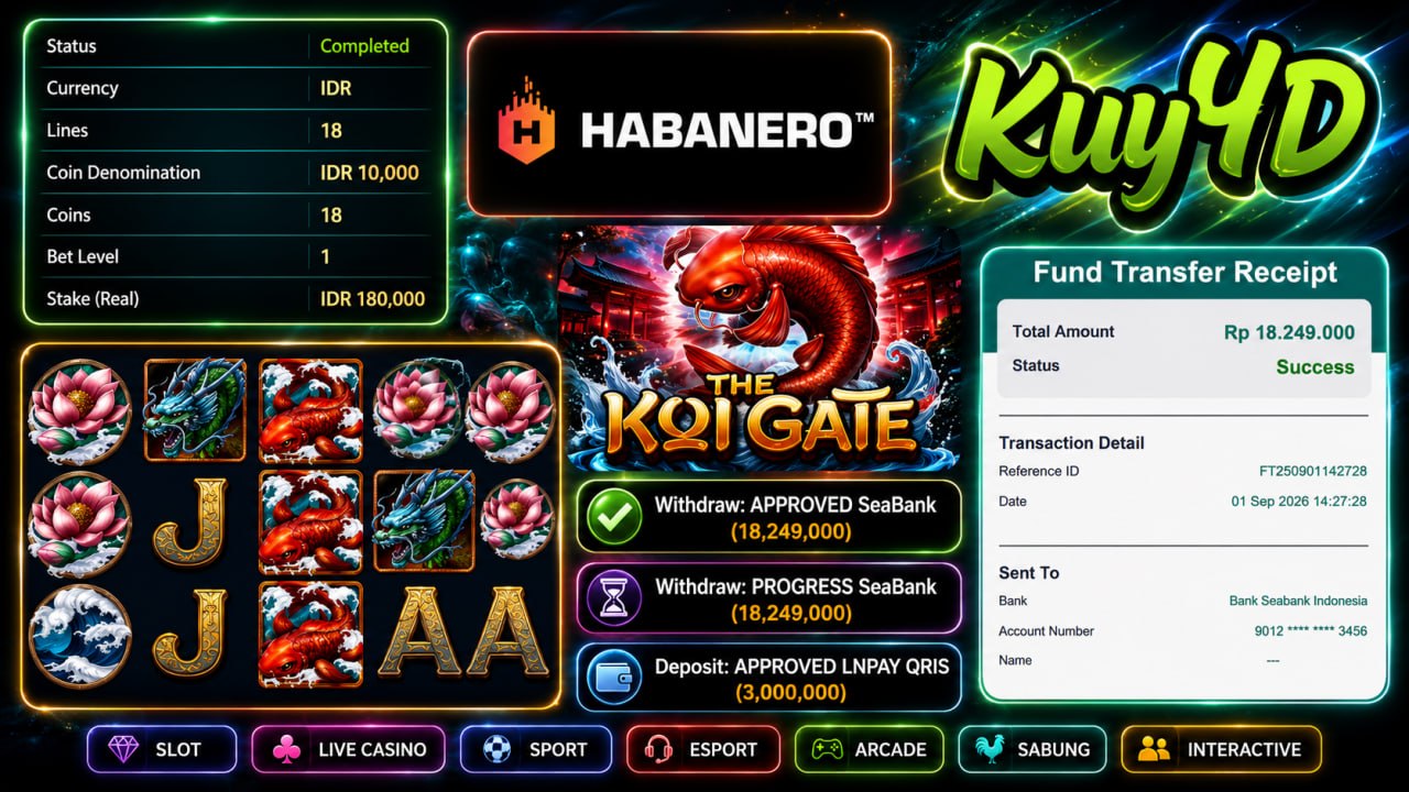 🔥 SELAMAT KEPADA MEMBER KUY4D 🔥
DEPOSIT : RP 3.000.000
WITHDRAW : RP 18.249.000
