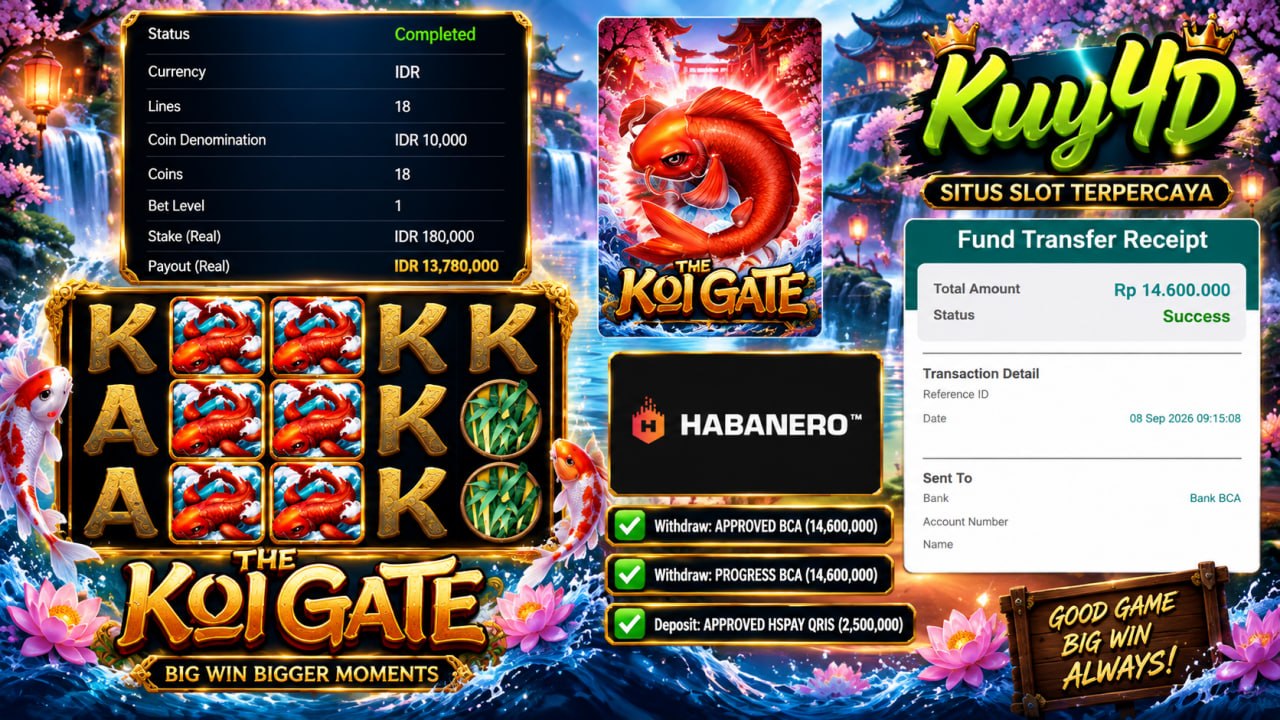 🔥 SELAMAT KEPADA MEMBER KUY4D 🔥
DEPOSIT : RP 2.500.000
WITHDRAW : RP 14.600.000
